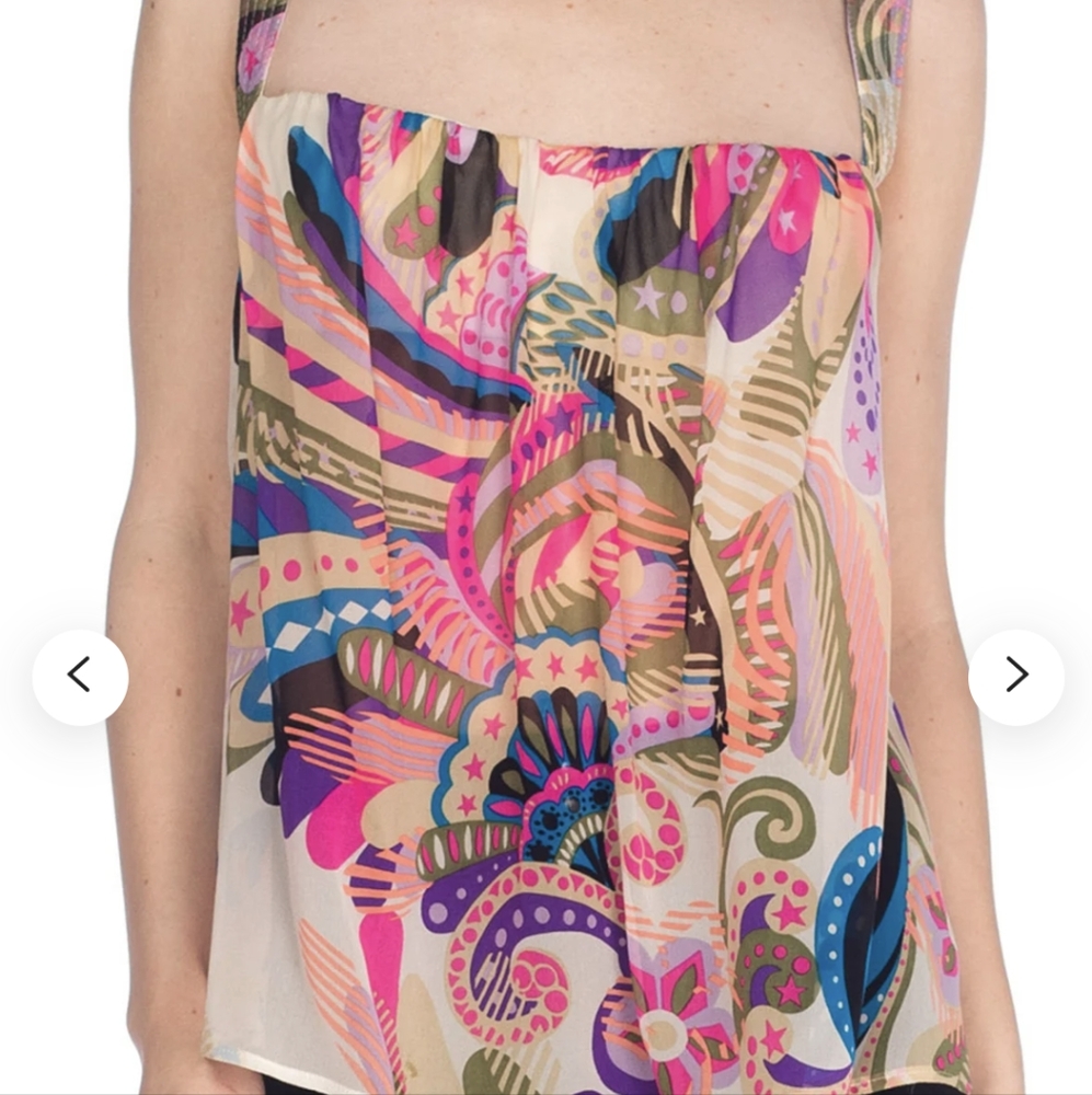 2000S GIANNI VERSACE Silk Chiffon Sheer Top With Bulit In Bra